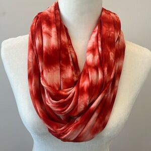 Women's Tied Dyed Red and White Infinity Scarf